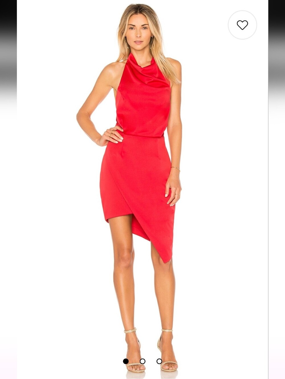 ELLIAT X REVOLVE CAMO RED ASYMETRICAL DRESS OPEN BACK COWL NECK SATIN SZ SMALL